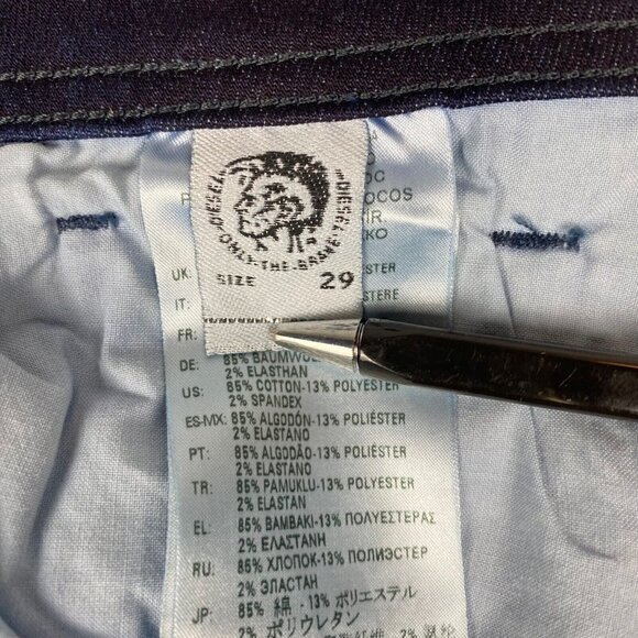 Diesel Sleenker X 083AG Men's Dark Blue Wash Slim Fit Washed Denim Jeans 29 X 32 - Picture 14 of 15